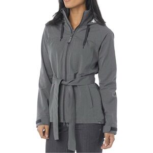 prAna Women’s Eliza Rain Jacket with Snapped Away Hoodie Dark Gray Size Large